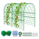 codree Garden Cucumber Trellis for Plant Climbing -47x 47 Inch Metal Arch Melon Trellis for Raised Bed -Foldable Garden Tunnel Trellis with Climbing Net Clips for Growing Vine Vegetable, 1.2m