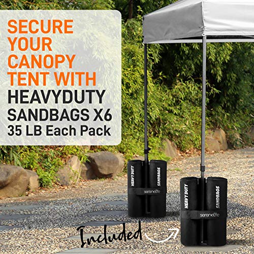 Pop Up Canopy Tent 10x20 - Commercial Instant Shelter Foldable/Collapsible Sun Shade Canopy Pop Up Tent w/Waterproof Tent Top, Portable Carry Bag & Sand Bag - SereneLife SLGZ20W (White)