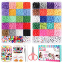 14600 Bracelets Making Kit Include Clay Beads and 3mm Glass Seed Beads DIY Set Preppy Polymer Heishi Beads for Jewelry Making with Smiley Face Letter Beads Etc, DIY Art Craft Kit for Girls Toy Gifts