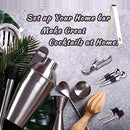 BRITOR Cocktail Shaker Set Bartender Kit,Cocktail Set with Bamboo Stand 12 Piece Bartending Tools 25 oz Professional Stainless Steel Martini Shaker with Cocktail Recipes Booklet