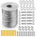 Wire Rope Kit, Stainless Steel Wire Rope Coated Cable,Garden Wire for Climbing Plants,Vine Eyes,Wire Rope Clip,for Outdoor Hanging Kit,Cable Railing Kit (30M)