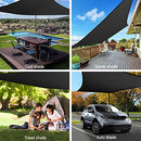 Instahut Shade Sail Rectangle 4 x 6m Sunshade Cloth Shadecloth Sun Block Outdoor Marquee Canopy Shelter Cover for Beach Pool Patio Backyard Lawn Garden Carport Fence Greenhouse, Black 98% UV Blockage