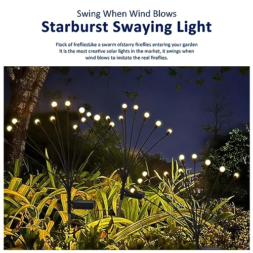 ZKEEZM 10LED Solar Garden Lights Solar Swaying Light Sway by Wind Solar Firefly Lights Outdoor Waterproof Landscape Decoration Lights Pathway Yard Walkway Patio Decoration Camping Warm White(6 Pack)