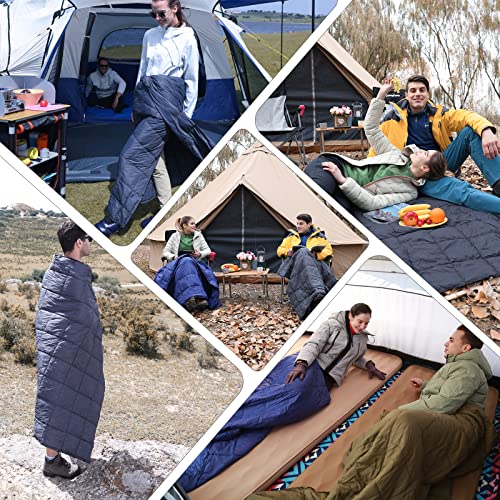 KingCamp Queen Size Camping Blanket, Packable Lightweight Down Alternative Puffy Blanket, Wearable Warm Compact Alternative Water-Resistant Blanket for Travel, Outdoor, Backpacking, Stadium, Olive
