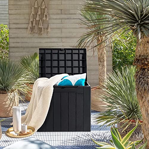 JUMMICO 31 Gallon Resin Deck Box Waterproof Indoor Outdoor Storage Boxes for Patio Furniture Cushions, Toys and Garden Tools