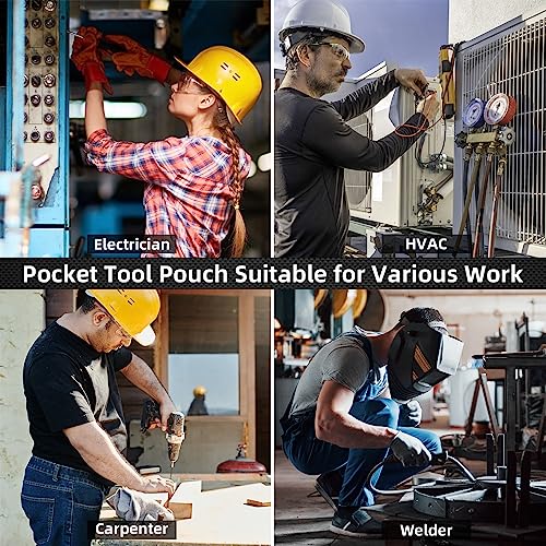 MELOTOUGH Small Tool Pouch, Pocket Tool Pouch Tool Belt Pouches with Belt Clip Utility Mini Tool Organizer Pouch for Electrician, Carpenter, Construction, Technician