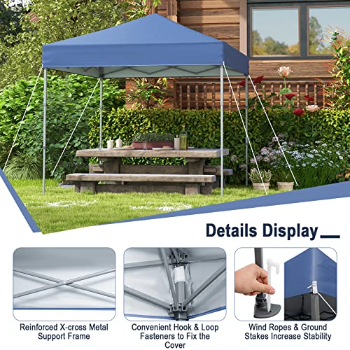 Tangkula 6.6x6.6 Ft Pop Up Canopy, 1 Person Instant Setup Canopy Tent with Center Lock, UPF 50+ Sun Protection, 8 Stakes, 4 Ropes, Portable Outdoor Canopy with Carrying Bag for Camp, Beach, Patio