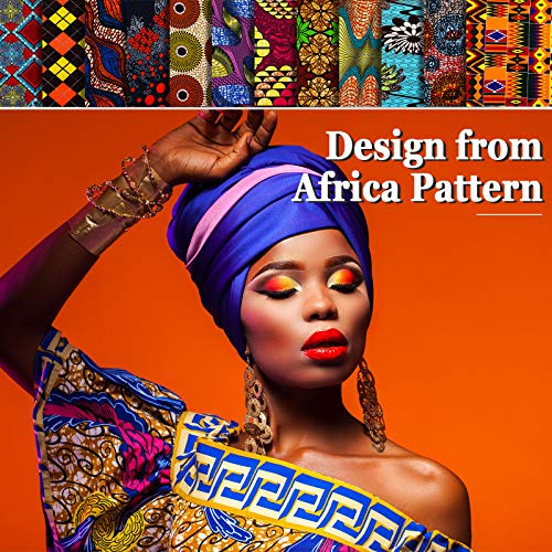 12 Pieces African Fabric Fat Quarters African Ankara Wax Print Fabric, Ankara Print Fabric for Sewing, Face Covering Make, Craft Projects and Patch Work DIY (50 x 40 cm/ 19.5 x 15.7 Inches)