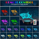 3D Shark Lamps Ocean Animal 3D Illusion Nightlights Led Timer Desk Dimmable Table Shark16 Color Changing Lights with Remote Control for Kids Boys Girls Children Holiday Birthday Xmas Gift