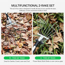 VIVOSUN 2-Pack Leaf Rake Set, Adjustable Garden Camping Rake Includes 15-Tine 64'' Rake and 9-Tine 30'' Rake, Metal Rake with Collapsing Tines and Telescopic Handle for Garden Lawn Yard Cleaning