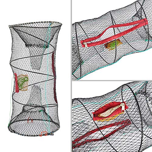 SF 1 Pack Fishing Casting Nets Crab Trap Crawfish Crayfish Shrimp Collapsible Cast Net Durable Black Mesh Fishing Nets Portable Folded Safe Fish Catching- Small