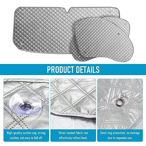 MaxEarn Motorhome Internal Thermal Blind for Ford Transit Van MK7, 3Pcs Sunshade Wrap Cover Kit, Windscreen Cover, Summer Uv Sun Blind & Winter Insulation Cover, Windshield Protection for Campervans