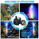 Dreyoo 45W 713Gph Submersible Water Pump for Fountain with 8.86ft High Lift, Ultra Quiet Fountain Pump with Light, Water Fountain Pump with 3 Nozzles for Outdoor, Aquariums, Fish Tanks, Garden Statues