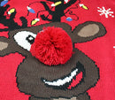 *daisysboutique* Women's Christmas Cute Reindeer Knitted Sweater Girl Pullover (XX Large, Lighting)