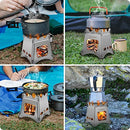 Lixada Camping Stove,Portable Folding Wood Stove Lightweight Titanium Alcohol Stove for Outdoor Cooking Backpacking Stove