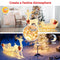 LED Christmas Light, Lighted Reindeer & Santa's Sleigh, Pre-lit Light up 3D Xmas Deer & Sled, w/ 215 LED Lights, 8 Ground Stakes & 20 Zip Ties, Xmas Light for Indoor & Outdoor Decoration, Home Yard Garden Patio, Warm White Light, 121x184CM