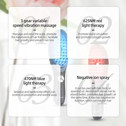 3 in 1 Electric Wireless Infrared Ray Massage Comb Hair Growth 3 Modes Vibration Head Scalp Massager Anti Hair Loss Care