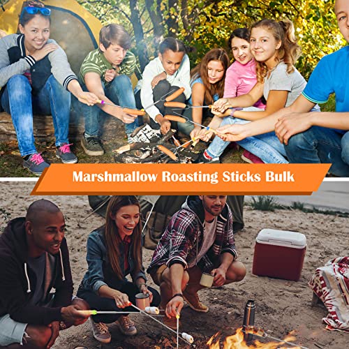 10 Pack Marshmallow Roasting Sticks Bulk, Smores Skewers for Fire Pit Kit, Hot Dog Camping Skewers Accessories Campfire Marshmellow 32 Inch Long Extendable Forks Bbq Tools Smores Sticks