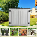 Zevemomo Resin Outdoor Storage Shed, All-Weather Horizontal Tool Shed w/o Shelf, Multi-Opening Door, Reinforced Floor, Lockable, 35 Cu.ft Capacity for Bike, Garbage Cans, Lawn Mower, Garden Tools