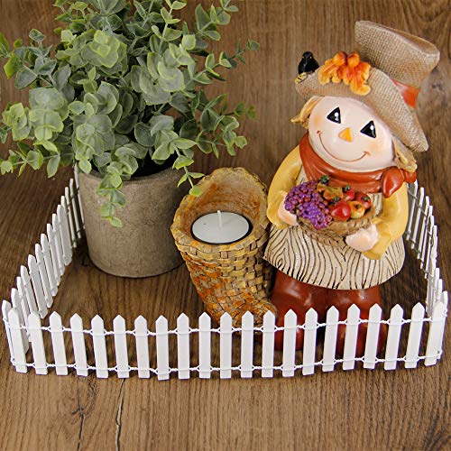 40 Inches Miniature Fairy Garden Fence, DIY Wood Picket Fence Mini Ornament for Dollhouse Home Garden White