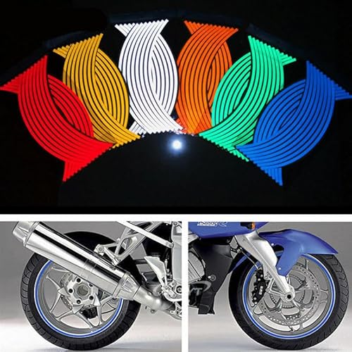 18" Reflective Rim Tape Wheel Stripe Decal Trim Sticker for Car Motorcycle, Enhanced Visibility and Safety, Easy Application, Set of 16 Strips