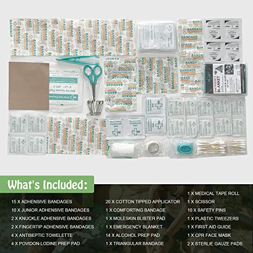 Mini First Aid Kit, 92pcs Small First Aid Kit - Includes Emergency Foil Blanket, Scissors for Travel, Home, Office, Vehicle, Camping, Workplace & Outdoor, ARTG Number 244567 (1 Pack)