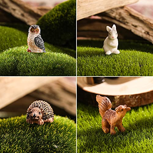 10 Pieces Mini Fairy Gnomes Statue Garden Accessories Kit Miniature Garden Resin Gnomes Hand Painted Squirrel Hedgehog Owl Bird and Bucket Ornament for Plant Pots Yard Lawn Home Outdoor Decorations