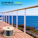 1/4" Stainless Steel Cable, 250FT Stainless Steel Wire Rope, Aircraft Cable, 6400lbs Breaking Strength for Yard Zipline, Deck Railing, 7 x 19 Strands Construction