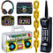 26 Pieces 80s 90s Decorations Inflatable Radio Boombox Inflatable Mobile Phone Gold Inflatable Foil Chain Balloons 80s 90s Props Retro Cassette Headphones Player Cutouts for Hip Hop Party Decoration