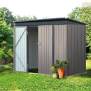 Giantz Garden Shed 2.31x1.31m Brown Storage Box, Greenhouse Home Outdoor Workshop Shelter Tool Shade Green House, Sloped Flat Roof Double Doors Corrosion Resistant