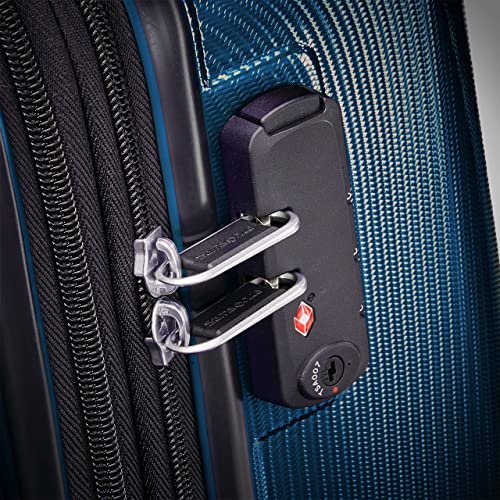 Samsonite Unisex-Adult Winfield 3 DLX Hardside Expandable Luggage with Spinners, Navy, Checked-Medium 25-Inch, Winfield 3 DLX Hardside Expandable Luggage with Spinners