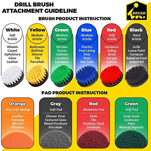 Rainbow-AU 45 Piece Drill Brush Attachment Set Scrub Pads Scouring Pads Power Scrubber Brush with Extend Long Attachment All Purpose Clean for Grout, Tiles, Sinks, Bathtub, Bathroom, Kitchen