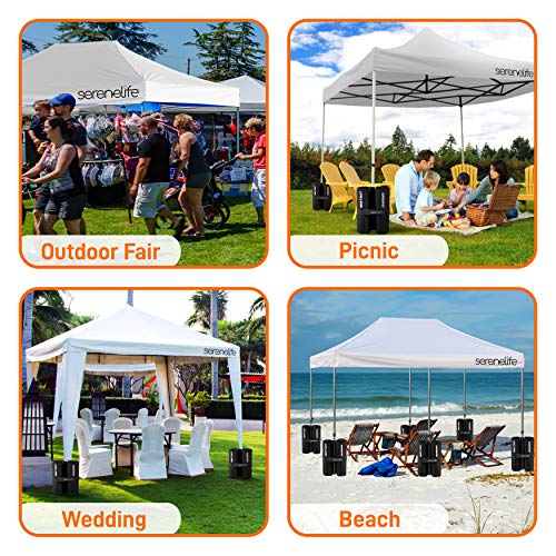 Pop Up Canopy Tent 10x20 - Commercial Instant Shelter Foldable/Collapsible Sun Shade Canopy Pop Up Tent w/Waterproof Tent Top, Portable Carry Bag & Sand Bag - SereneLife SLGZ20W (White)