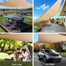 Instahut Shade Sail Rectangle 4 x 5m Sunshade Cloth Shadecloth Sun Block Outdoor Marquee Canopy Shelter Cover for Beach Pool Patio Backyard Lawn Garden Carport Fence Greenhouse, Beige 98% UV Blockage