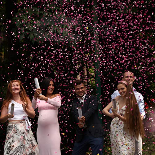 Gender Reveal Confetti Cannon - 4 Pack - Heart Shaped Pink Gender Reveal Cannons | Baby Gender Reveal Poppers | Boy or Girl Gender Reveal | Pink Confetti Poppers | Pink Party Poppers Confetti Shooter