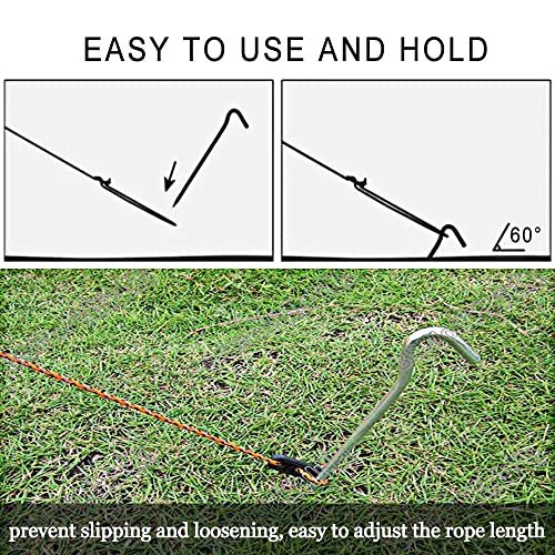 4 Pack Replacement 6.5ft Tethers and Aluminum Metal Stakes Tie Down Rope Strings for Camping Tent Christmas Blow Up Inflatable Outdoor Holiday Yard Garden Xmas Decoration