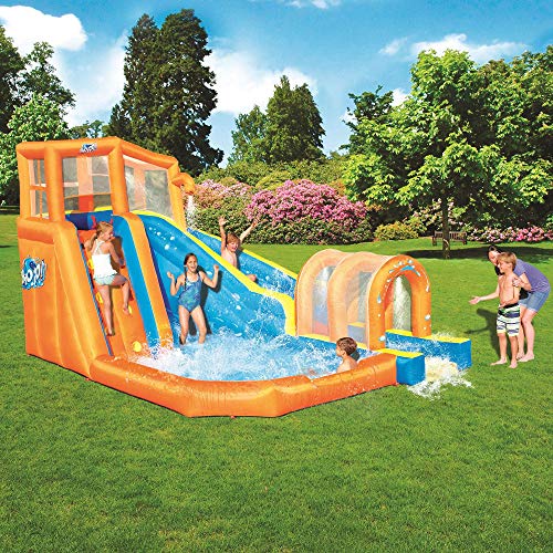 Bestway Hurricane Tunnel Blast Inflatable Water Park Play Center | Includes Big Water Slide, Water Blob, Climbing Wall, and Pool Area | Outdoor Summer Fun for Kids & Families