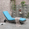 Outsunny Wicker Chaise Lounge, Outdoor Lounge Chair, 5-Level Adjustable Backrest S-Shape Rattan Lounger with Cushion & Wheels for Patio, Deck, Poolside, Sky Blue