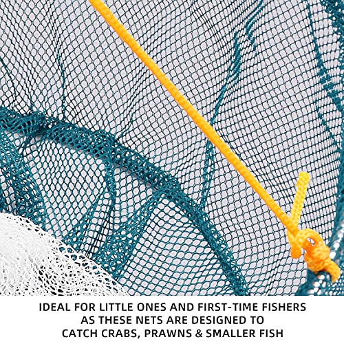 SF Portable Crab Drop Net with Net Bait Bag & Rope & Line Handle for Crabbing Catch Fish Prawn Crayfish Lobster (Set of 2, W30cm x H25cm)