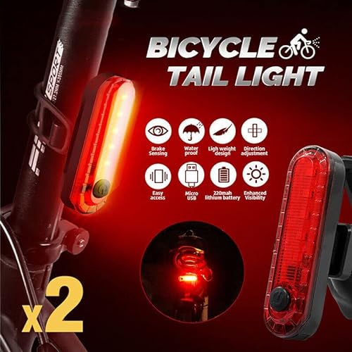 2-Pack Ultra Bright LED Bike Taillight Set - USB Rechargeable, Waterproof, 4 Lighting Modes, 30 Lumens Rear Cycling Safety Light, Fits 12-32mm Seat Post
