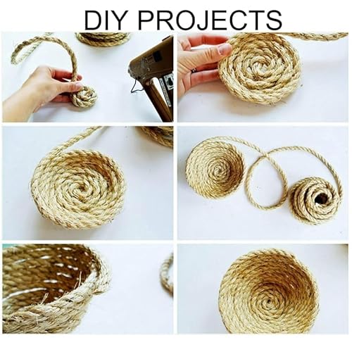 10M-50M Sisal Rope Natural Jute Hemp Manila Twine Cord Thick 6mm Craft, Versatile Use for Crafts, Gardening, Boating, Home Decor - Available in 10M to 50M Lengths