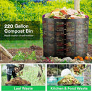 VIVOSUN 220 Gallon Outdoor Compost Bin, Expandable Composter, Easy to Setup & Large Capacity for Backyard, Lawn (Black with Gloves) (CBIN-H220)