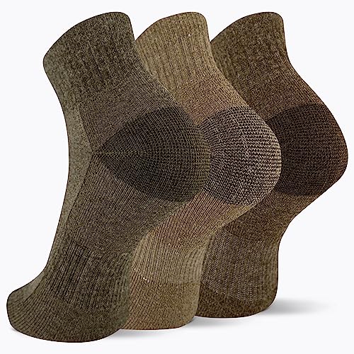 Merrell Men's and Women's Wool Everyday Hiking Socks-3 Pair Pack-Cushioned, Ankle - Olive Assorted