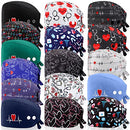 Janmercy 16 Pcs Dental Scrub Cap with Buttons Elastic Scrub Hats for Nurses Adjustable Nursing Cap Wide Nurses Headbands Nurses Hair Cover for Women Dentist Doctor