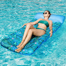 FindUWill Oversized Pool Floats- 72" X 37" Extra Large Fabric Covered Pool Float Raft for Adults, Inflatable Pool Floaties Lounger with Headrest Ultra-Comfort Cooling Floating Mat (XL, Monstera Green)