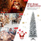 7.5FT Artificial Slim Christmas Tree, Snow Flocked Hinged Pine Xmas Tree, 641 PVC Tips, Sturdy Metal Base, Hinged Construction, Indoor and Outdoor Christmas Decoration, Easy Set Up