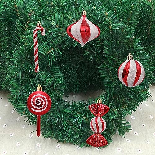 Generic 14Pcs Candy Christmas Hanging Ornaments Pendants Adornment with Rope Christmas Tree Decoration Peppermint Candy Cane for Xmas Tree Holiday