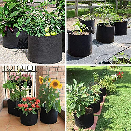 10-Pack Plant Grow Bags, Aeration Fabric Pots, Non-Woven Polypropylene Felt Fabric Flower Pots and Planters with Handles for Vegetables, Flowers, Nursery (10-Pack 3 Gallon)