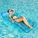 FindUWill Oversized Pool Floats- 72" X 37" Extra Large Fabric Covered Pool Float Raft for Adults, Inflatable Pool Floaties Lounger with Headrest Ultra-Comfort Cooling Floating Mat (XL, Monstera Green)