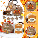 10 Pieces Fall Tiered Tray Decor Rustic Farmhouse Tray Decor Pumpkin Wooden Signs Turkey Table Centerpieces Fall Wood Bead Garland Fall Harvest Wood Blocks for Thanksgiving Home Wall Door (Turkey)